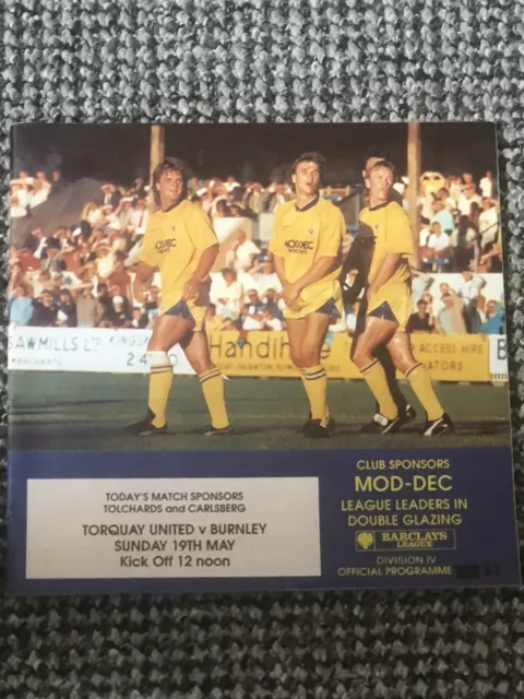 Torquay United v Burnley - 1990/91 - Division 4 Play Offs - Match Day Programme