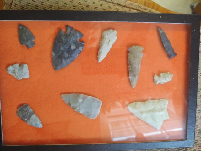 AUTHENTIC NATIVE AMERICAN INDIAN Artifact Lot of 10 ARROWHEADS From Ohio