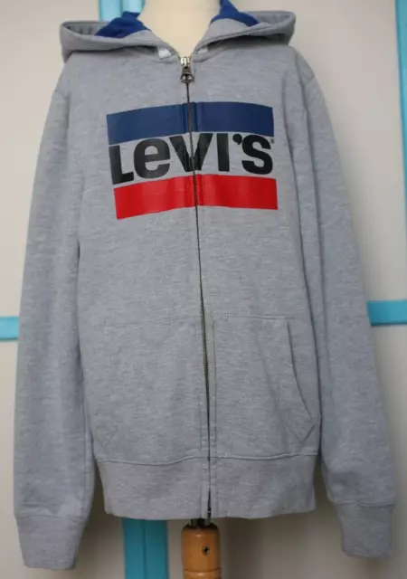 12 Ans Fille ou  Garcon Sweat à Capuche  zippé  LEVI'S   Molleton Gris