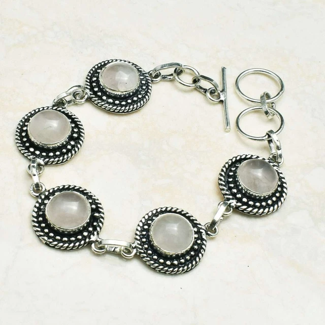 Rose Quartz Gemstone Handmade Bracelet Jewelry 20 Gms AB 24598