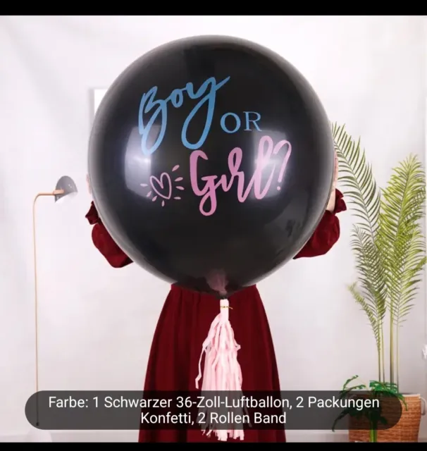 XXL Luftballon Gender Reveal Boy/Junge oder Girl/Mädchen Konfetti blau rosa