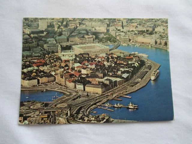 Vintage Colour Postcard, " Airview  The Old Town , Stockholm ,  Sweden ".