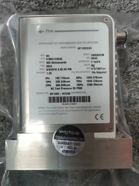 Brooks Gf125Cxxc Mass Flow Controller, N2,2600Sccm, Gf125C-107258
