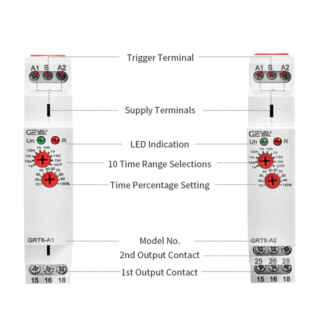 GEYA ON DELAY Off Delay Timer Relay Time Delay Relay AC/DC12V240V 16A