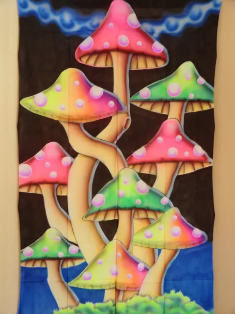 185 x 115 cm UV Tuch Airbrush Wandbehang Bild Backdrop Psy Pilz chillen Mushroom