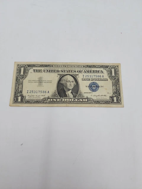 1957 A Blue Seal 1 Dollar Bill