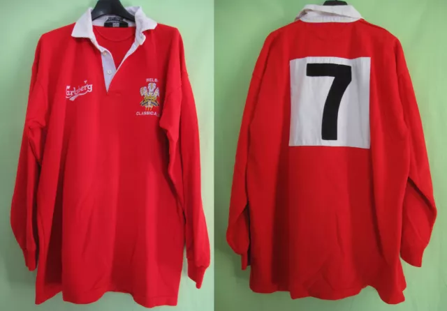 Maillot Rugby welsh Carlsberg jersey Porté #7 pays de Galles Vintage Match - XXL