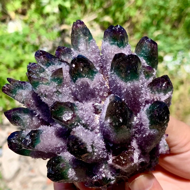 454g  New Find PURPLE PhantomQuartz Crystal Cluster MineralSpecimen