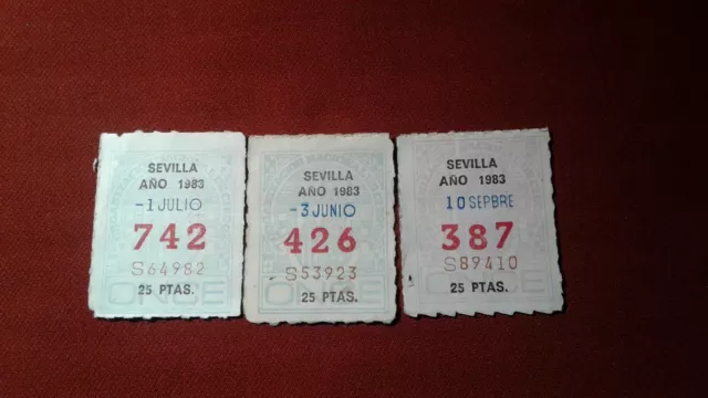 3 Cupones De La Once  Año 1983  Dificiles Y Escasos De Conseguir