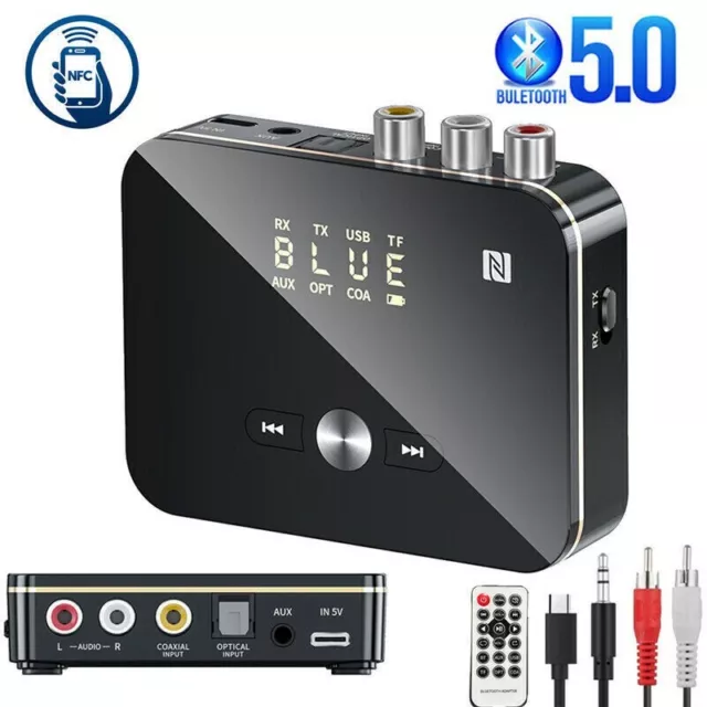 Audio Transmitter Receiver Wireless Bluetooth NFC 5.0 HiFi Music Adapter AUX RCA