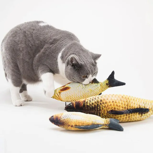 Carpa pez forma gato juguete de simulación juegos para mascota menta felina L