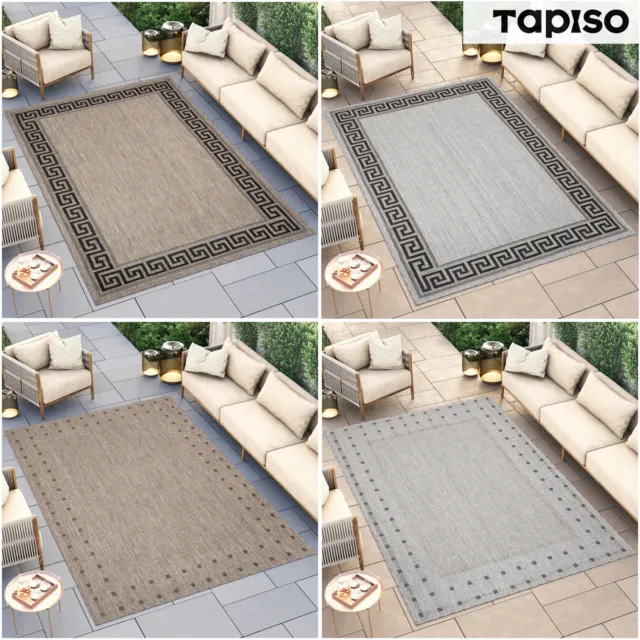 Tapis Intérieur Extérieur Résistant Poil Ras Moderne Beige Marron Gris Oeko-TEX