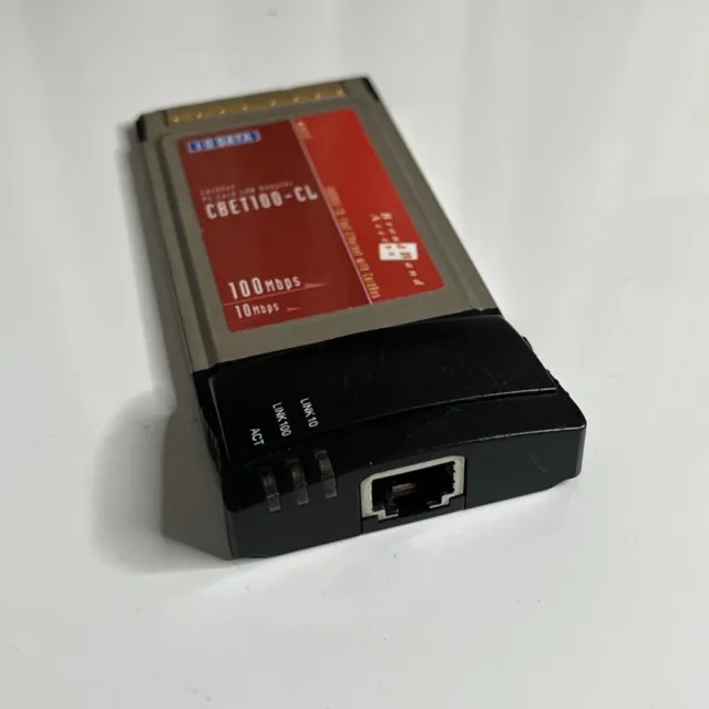 IO Data CardBus PCMCIA PC Card LAN Adapter Ethernet 100 Mbps CBET100-CL