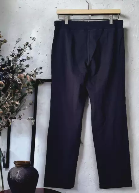 Eileen Fisher Pants Womens  Size Medium Pull On Wide Leg Navy Cotton Spandex