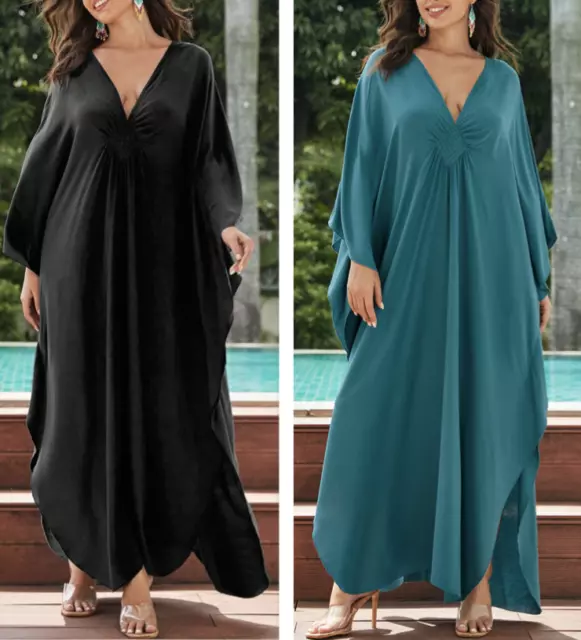 Au Stock Soft Cotton Oversize Kaftan Tunic Kimono Dress Bikini Cover Up Dr222