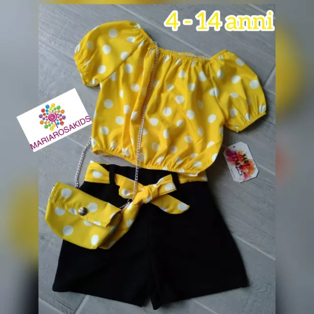 Completo Pois Giallo Bambina 4 - 14 Anni