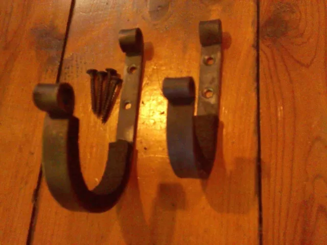 Pair of Iron Gun Hooks Hangers Rubber Lined Hand Forged by PCBS I do custom