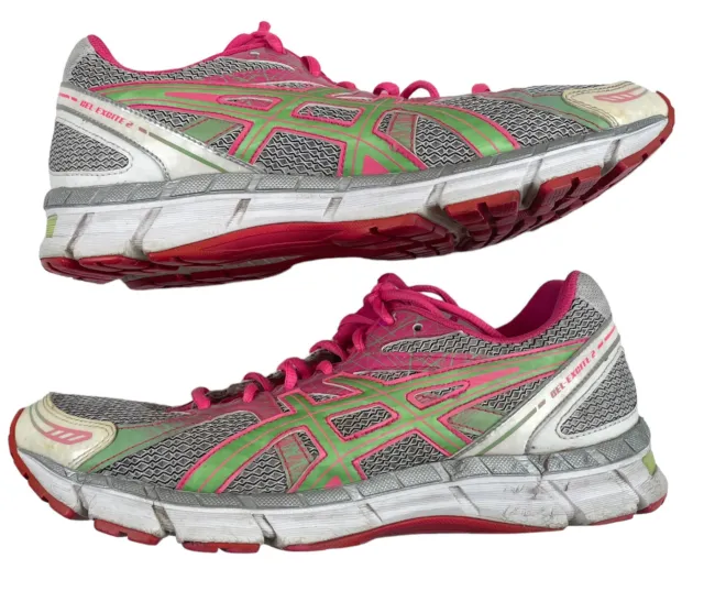 ASICS Gel-Excite 2 Athletic Running Shoe Womens 11 Gray Pink Green T473N