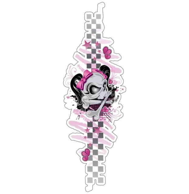 Aufkleber Totenkopf Rennfahrer Schleife Rosa 21 x 7 cm Pink Racer Ribbon Skull