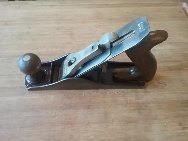 Vintage Stanley Bailey No3 Wood Plane *Crimson Finish * Flat Sole USA * NICE*