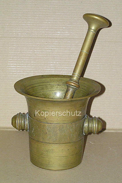 Bronze-Mörser mit Bronzestößel, sehr groß, sehr schwer, ca 3,5 Kg, um 1880 !!!
