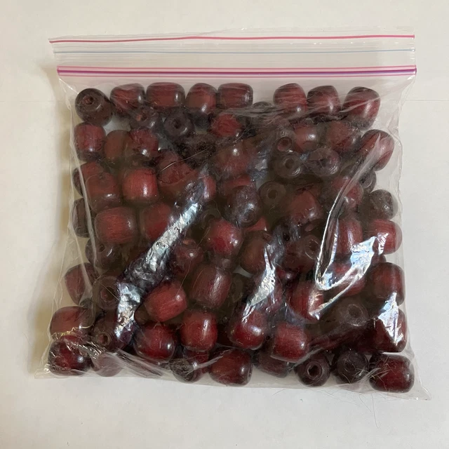 Craft Macrame Wood Beads 16mm x 17mm Burgundy Color  - Bags of 100