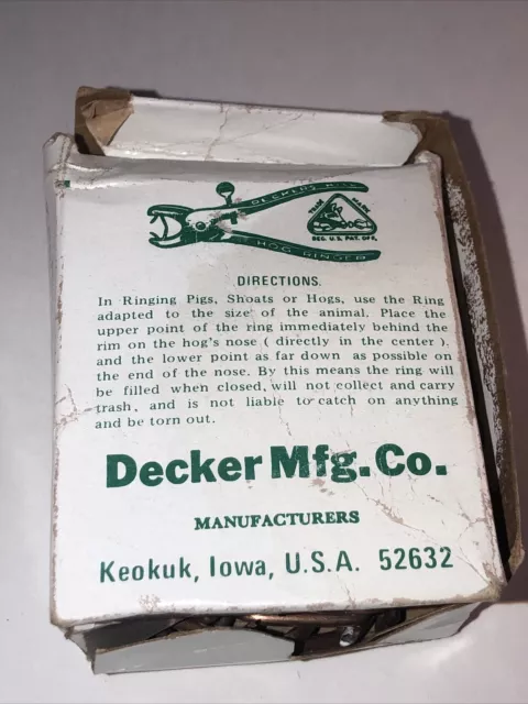 Vintage Decker Manufacturing Co., Decker's Hump Hill's No.3 Hog Rings 98 Ct. CU 3