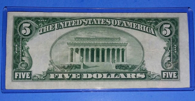 *1934 D ! $5 Silver Certificate! Vf. Circ, Shift Cut Error Note ! Old Us ! Nice!