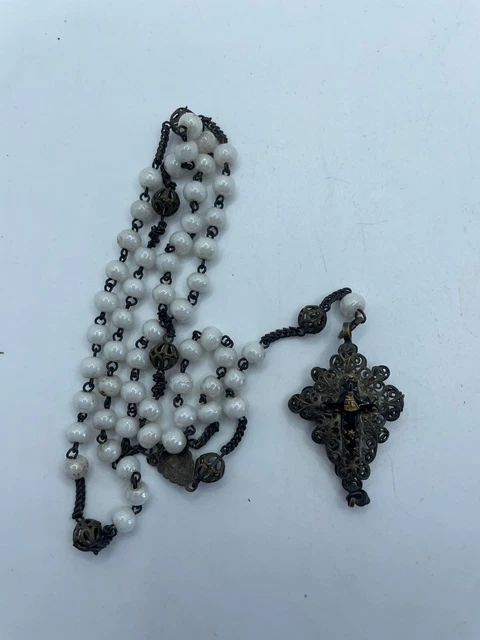 Lot De Bijoux Religieux Vintage - Chapelet, Croix En Bois Ancien - Naturel Et Rare - Réf R413