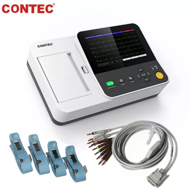 Portable 6-Channel 12 Lead ECG/EKG Machine E6 Touch screen Electrocardiograph