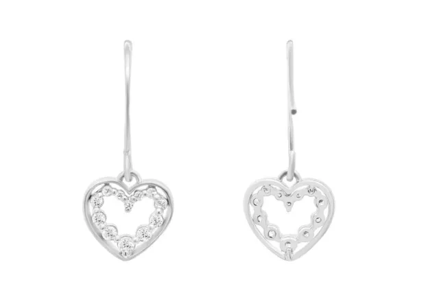 ROUND CUT LAB-CREATED Diamond Heart Drop Dangle women Earrings 14K ...