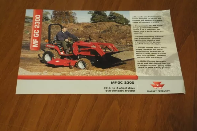 Massey Ferguson Gc2300 Tractor Brochure  (New Unused)