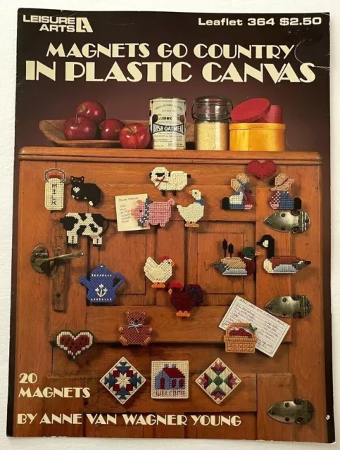 Leisure Arts Imanes Go Country 364 1985 patrón de lona de plástico libro vintage 8630