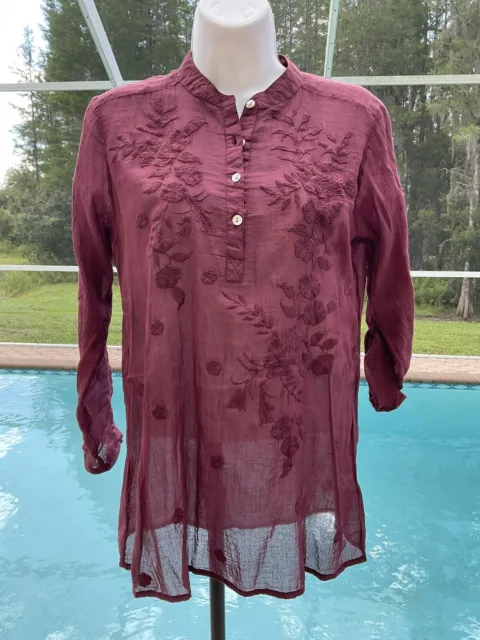 Kyla Seo Caite Karyn Palmer Blouse Top Women's Small Embroidered Sheer Voile NWT