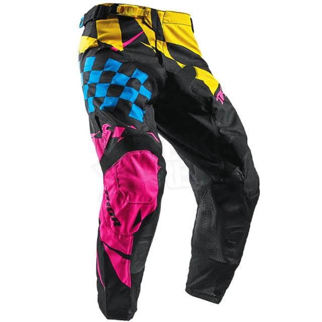 THOR Pulse Louda Motocross Pants Yellow Pink Enduro Crosshose Quad ATV MX