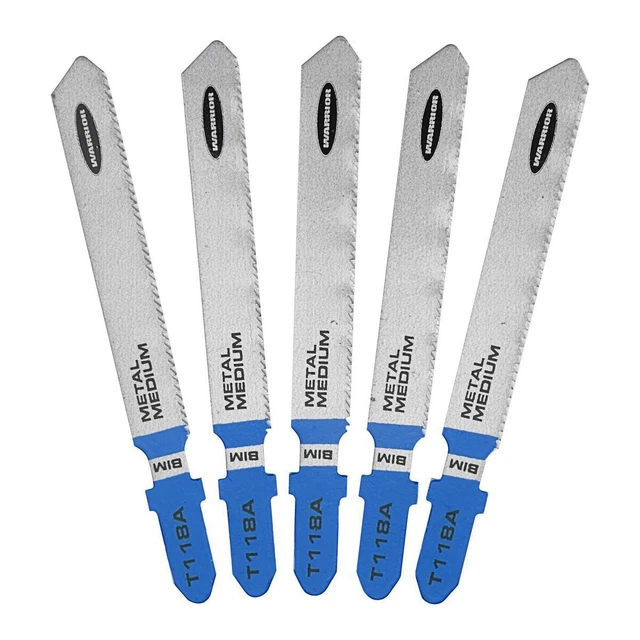 WARRIOR 3 in. Hojas de sierra de plantilla bimetálicas medianas de 21 TPI vástago en T, paquete de 5 68076