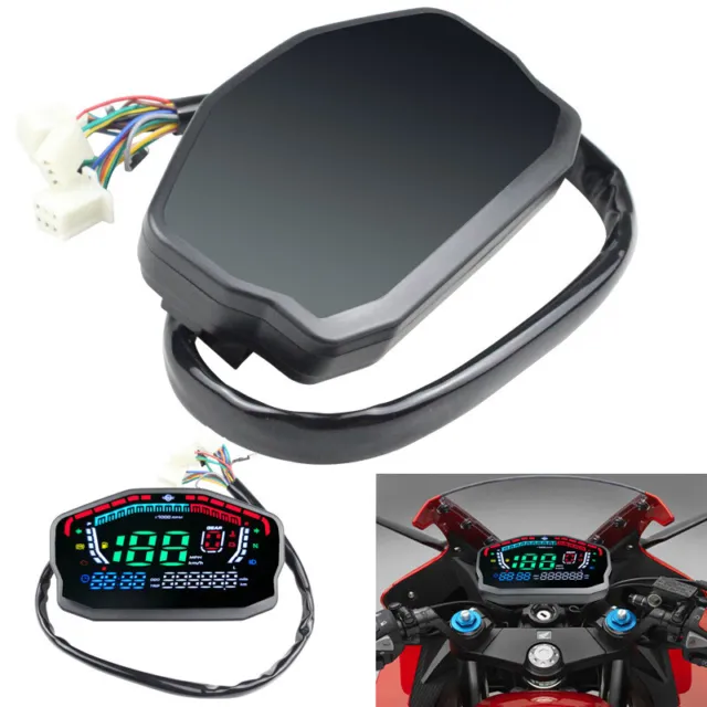 8V-12V Motorcycle Speedometer Odometer Digital LED Adjust Meter Gauge 2-cylinder