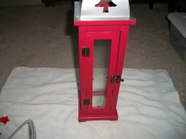 English Phone Booth Look Alike Minature Table Top Wood/Glass Construction