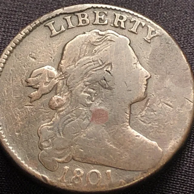 1801 draped bust large cent s-222 cud at liberty
