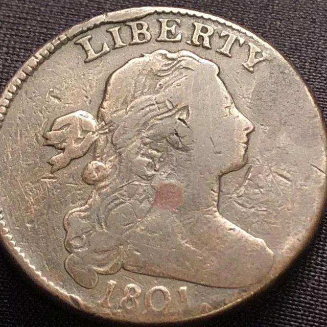 1801 draped bust large cent s-222 cud at liberty