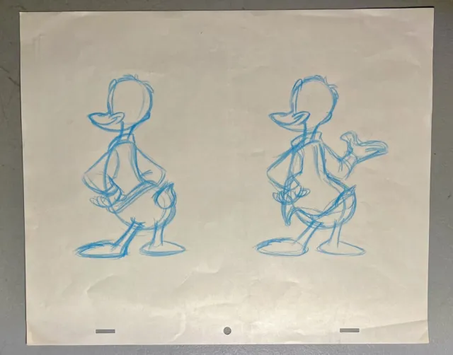 Original 1990s Disney Animation Pencil Drawing Sketch DONALD DUCK 4 Poses WOW!