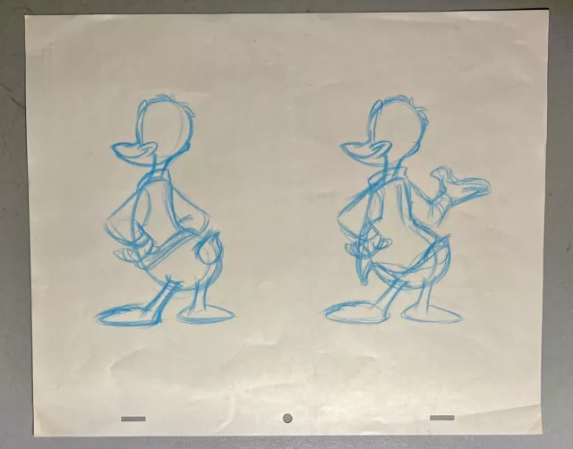 Original 1990s Disney Animation Pencil Drawing Sketch DONALD DUCK 4 Poses WOW!
