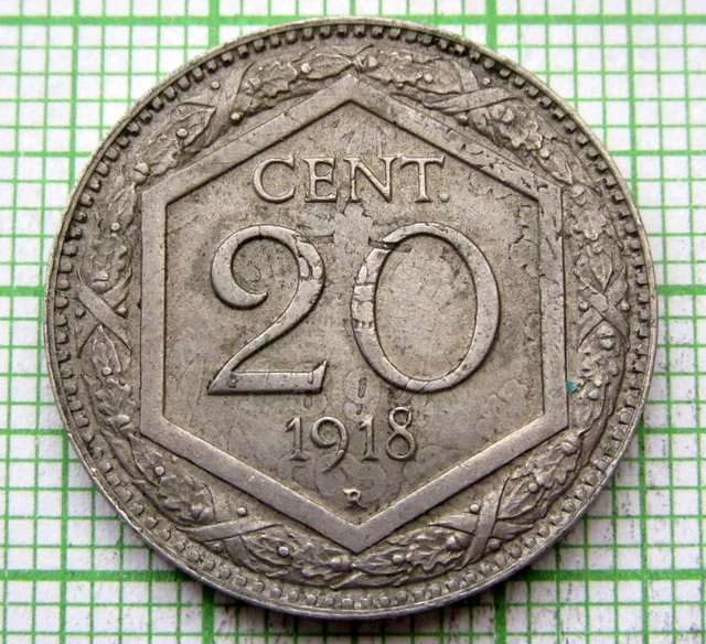 Italy 1918 20 Centesimi, Smooth Edge Traces Of Brockage & Earlier Date Italy 1918 20 Centesimi, Smooth Edge Traces Of Brockage & Earlier Date