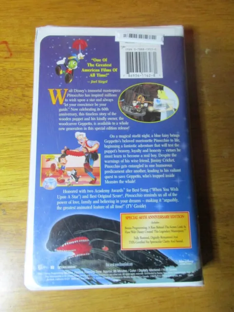 Pinocchio Gold Collection Walt Disney VHS Tape 18679 Classic 60th Anniversary 6