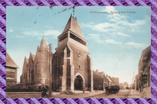 CPA 80 - ROYE - Eglise et rue St Giles