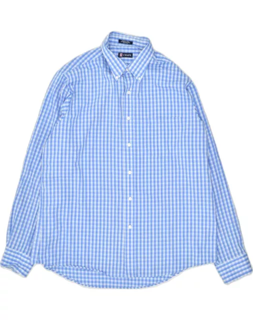 CHAPS Herrenhemd Größe 36/37 17-17 1/2 XL blau kariert Baumwolle klassisch MS03