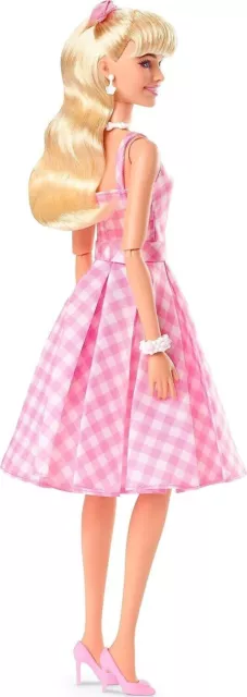 Barbi The Movie Doll Margot Robbie Collectible Wearing Pink & Gingham Dress 3