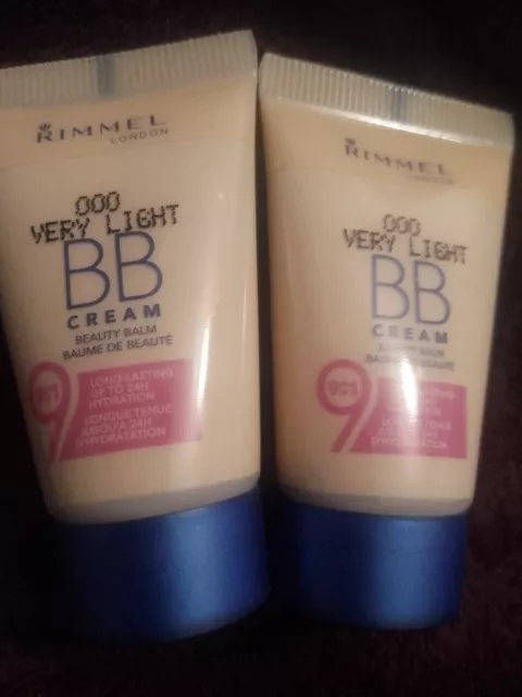 2 x Nuevo Rimmel BB Cremas Belleza Bálsamos Sombra 000 Muy Ligero Tamaño 15 ml