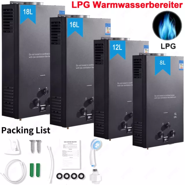 6L-18L LPG Propan Warmwasserbereiter Durchlauferhitzer Wasserspeicher Boiler HOT