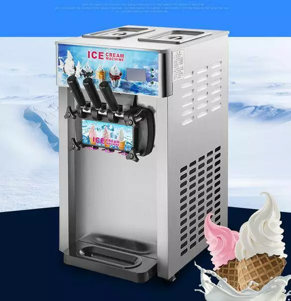 Countertop Soft Serve Commercial Ice Cream Machine 1200W 3 Flavors Machine